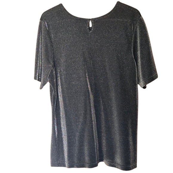 Avenue Charcoal Gray Metallic Glitter Top Short Sleeve Women's Size 18/20 - Picture 5 of 12